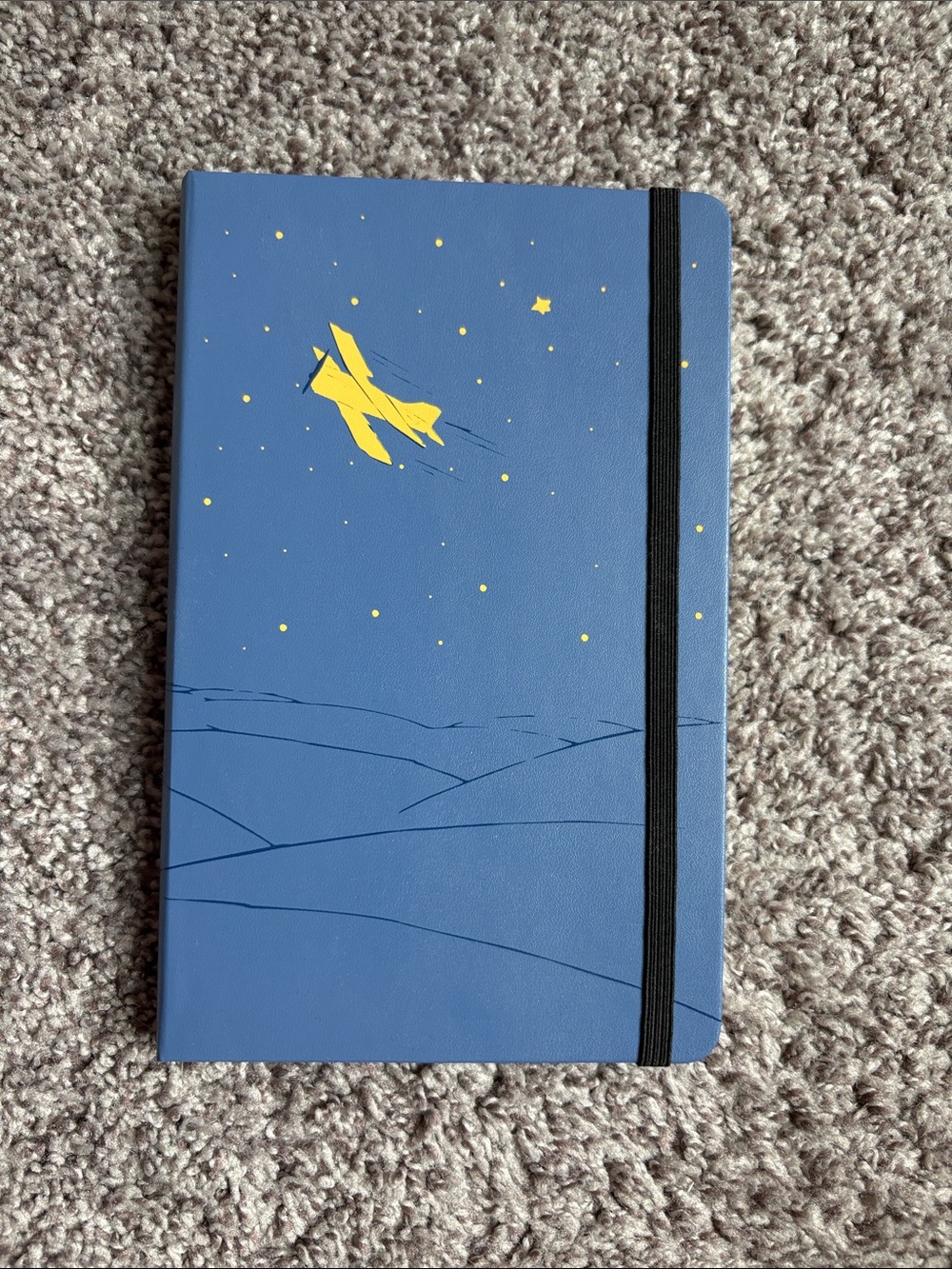 Le Petit Prince Blue Hardcover Notebook with Yellow Airplane Design